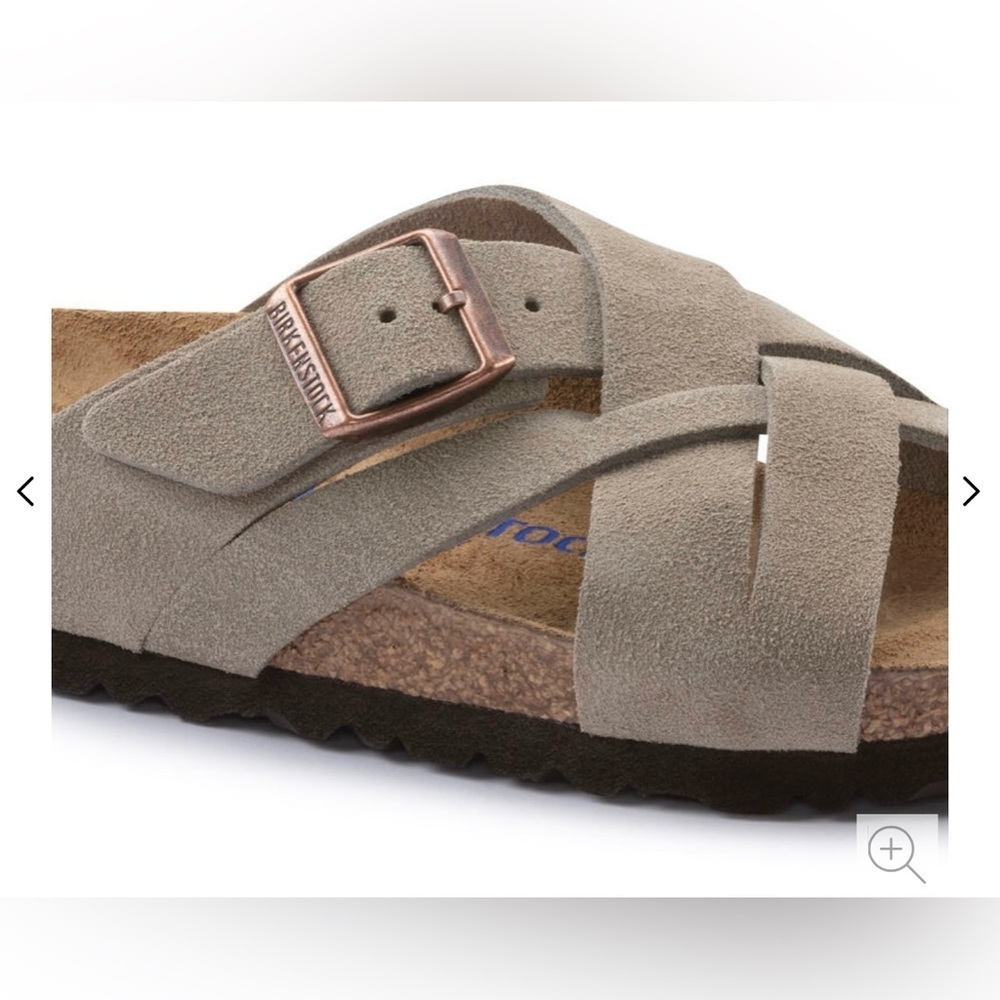 NWT Birkenstock Lugano Soft Footbed Suede Leather Taupe Sandals Men’s Sz 44/11 - Picture 6 of 10